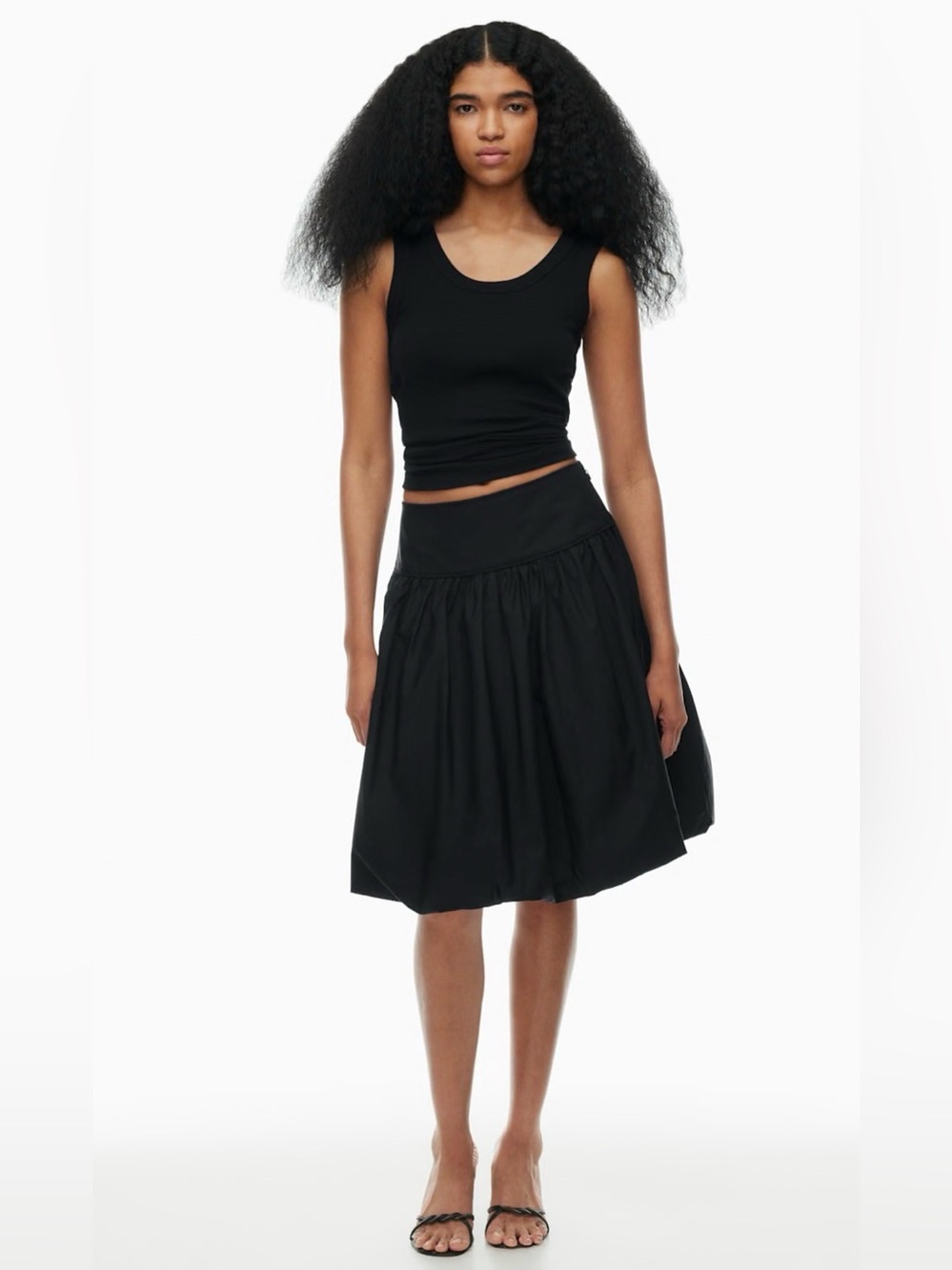Aritzia Wilfred Droplet  Bubble Skirt Size 2 Poplin Midi Classic Black Coastal